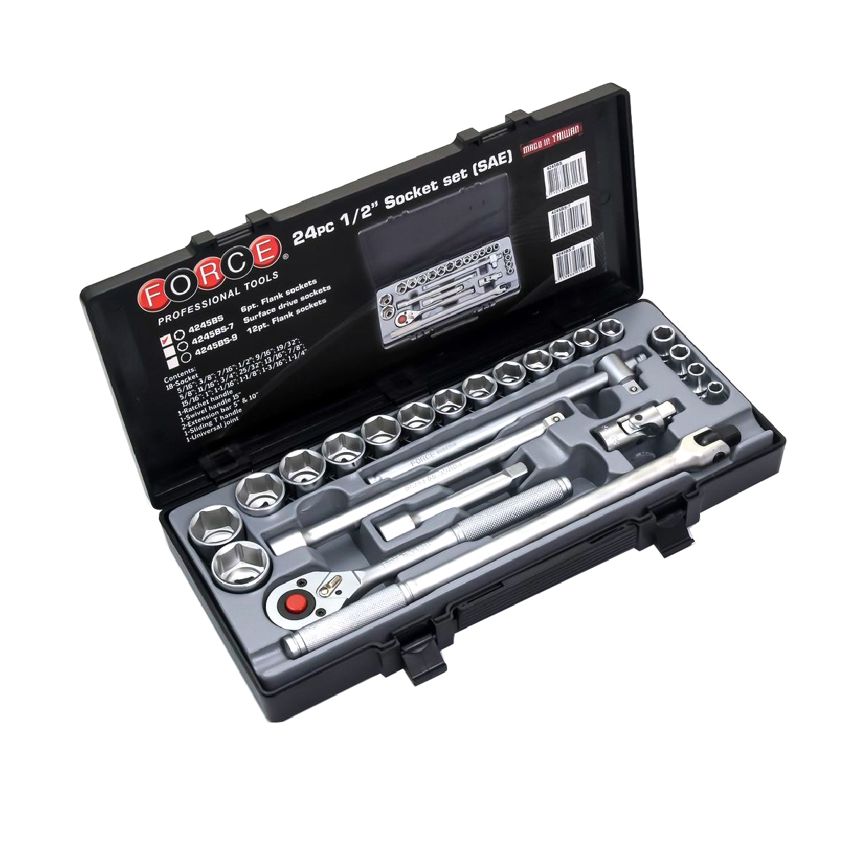FORCE 24-Piece 6-Point Socket Set 1/2", Inch, Model 4245BS price ฿2,352