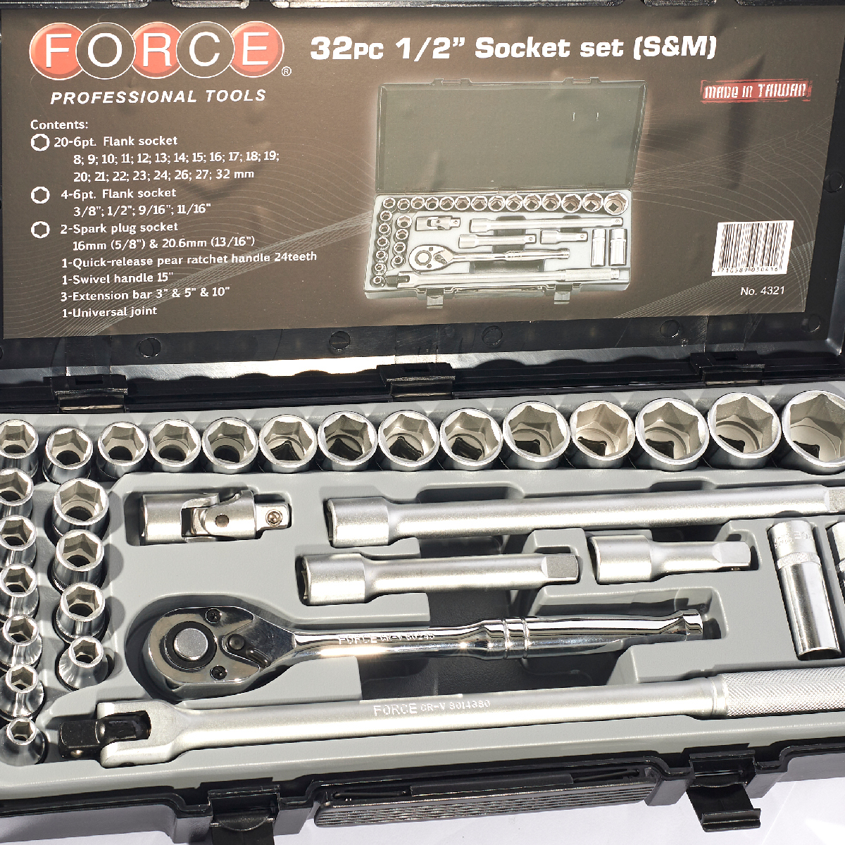 ชุดลูกบ๊อกซ์ 6 PT.1/2" 32 ชิ้น FORCE รุ่น 4321 รูปที่ 2