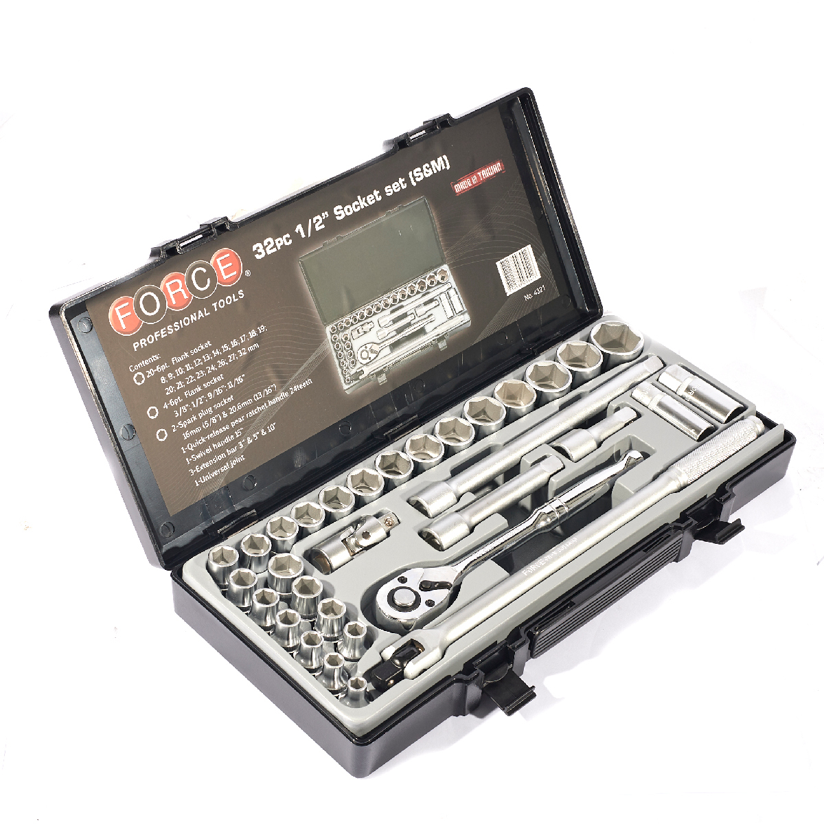 ชุดลูกบ๊อกซ์ 6 PT.1/2" 32 ชิ้น FORCE รุ่น 4321 ราคา ฿2,688