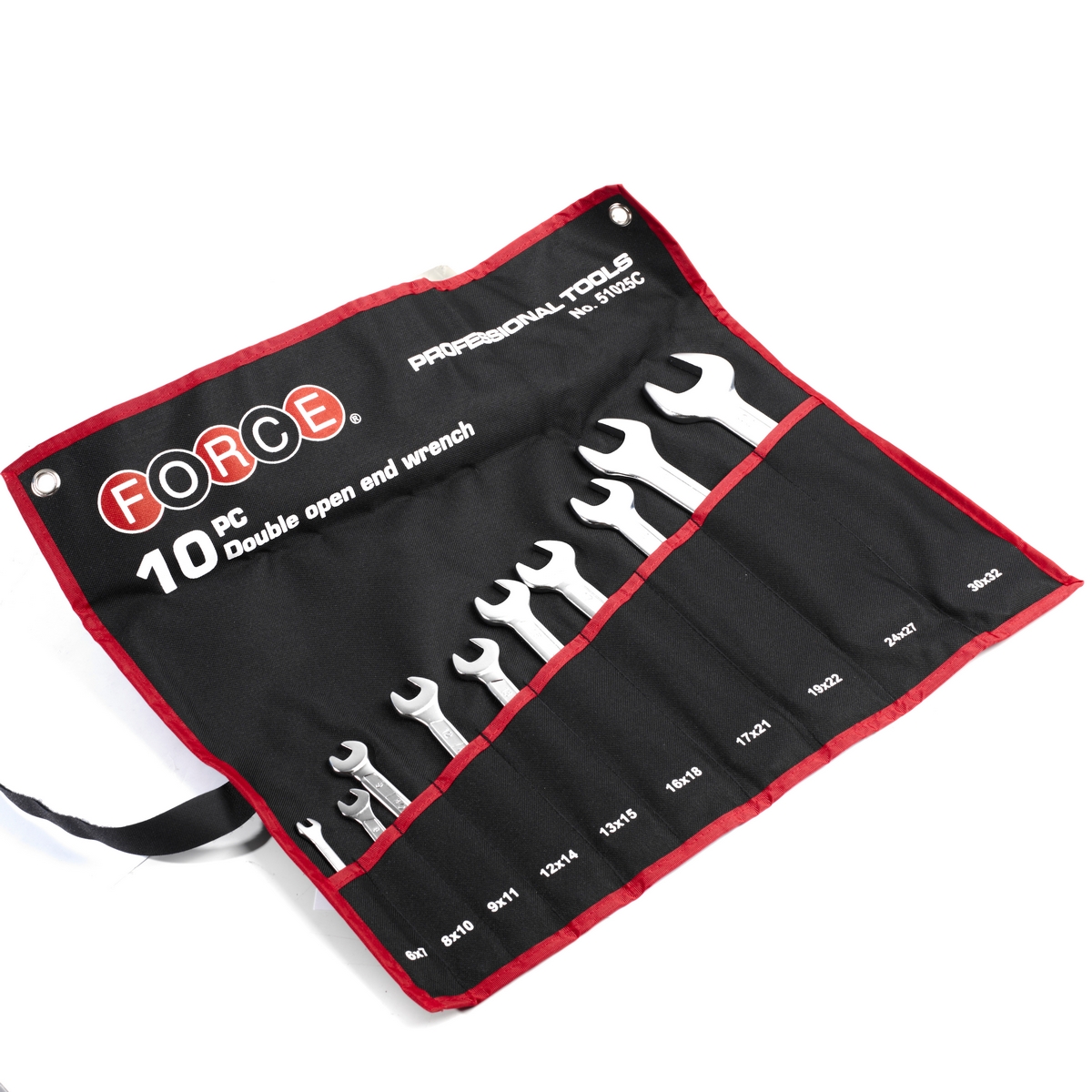 ชุดประแจปากตาย 2 ข้าง 10 ชิ้น ซองผ้า FORCE รุ่น 51025C ราคา ฿2,740