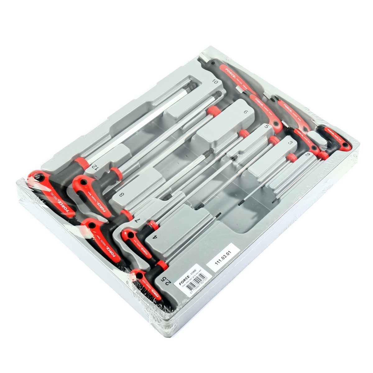 ชุดประแจหกเหลี่ยม+บอล 10 ชิ้น ถาด PVC FORCE รุ่น 5106B ราคา ฿2,980