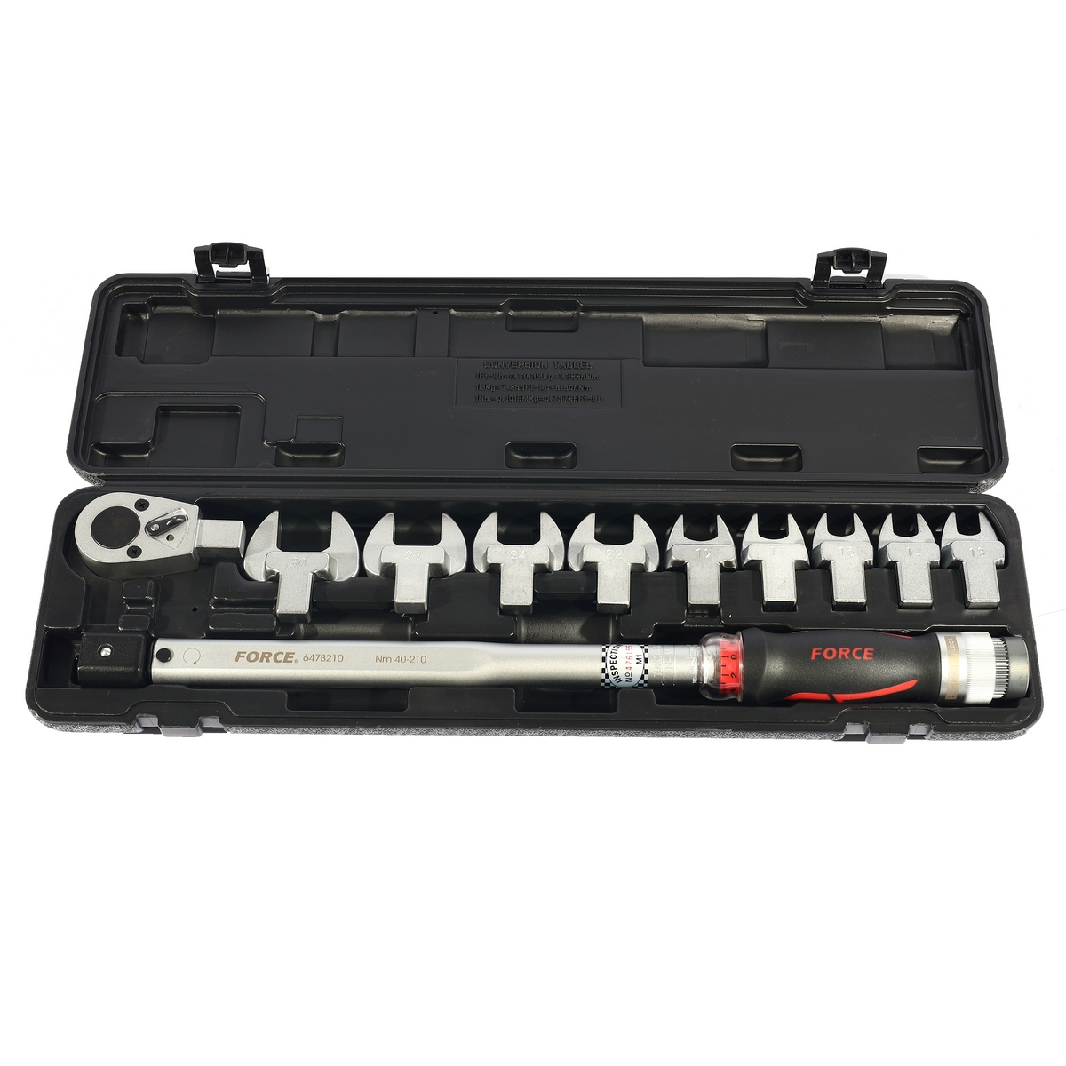 FORCE Open-End Head Torque Wrench Set, 11-Piece Heads, Model 64705 photo 2