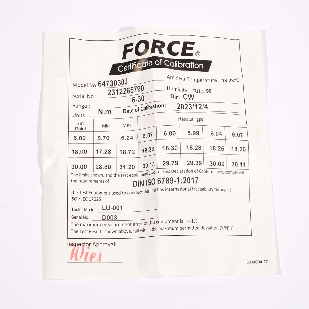 ประแจทอร์ค 6-30NM ด้ามดำ 3/8" FORCE รุ่น 6473030J รูปที่ 5