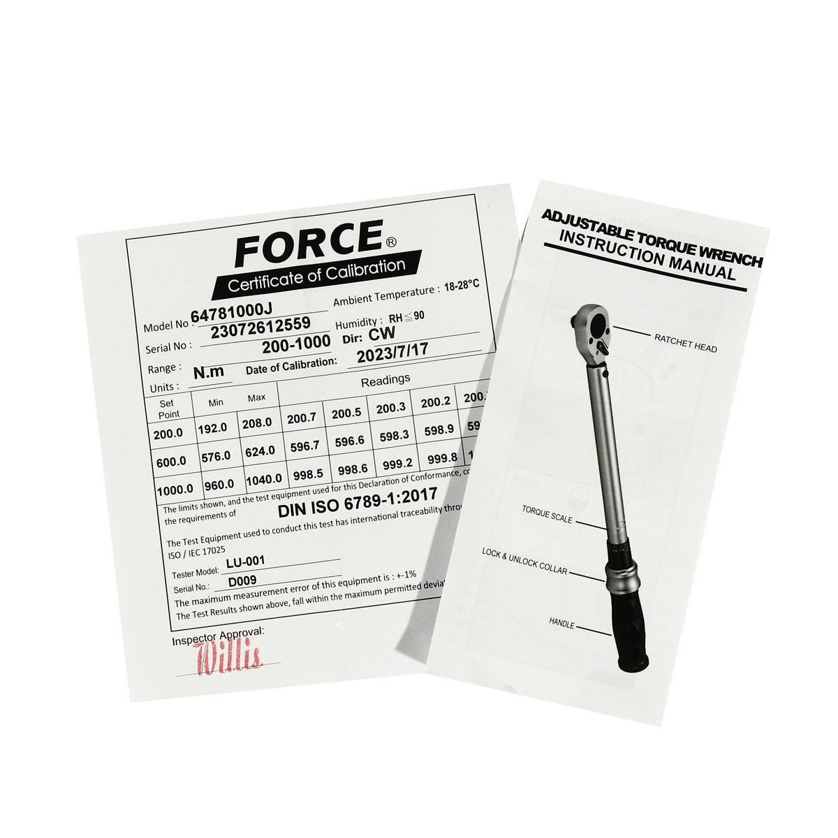 ประแจทอร์ค 200-1000NM ด้ามดำ 1" FORCE รุ่น 64781000J รูปที่ 5