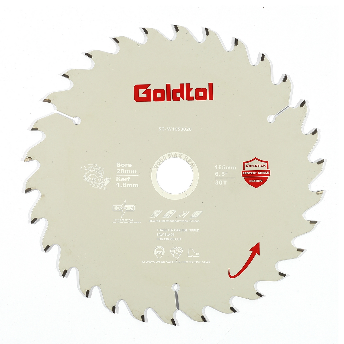 ใบเลื่อยวงเดือนตัดไม้6.5"X30T CORDLESS โกล์ด ทู ราคา ฿204