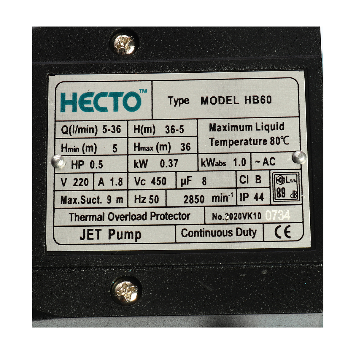ปั๊มหอยโข่งใบพัดเฟือง 0.5HP 1" HECTO รุ่น HB60 รูปที่ 4