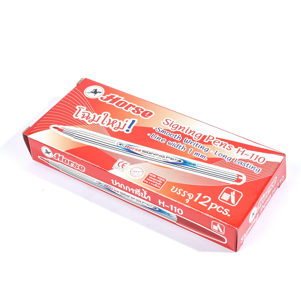 ปากกาเมจิก H-110 หัวแหลม ตราม้า - สีแดง HORSE รูปที่ 4