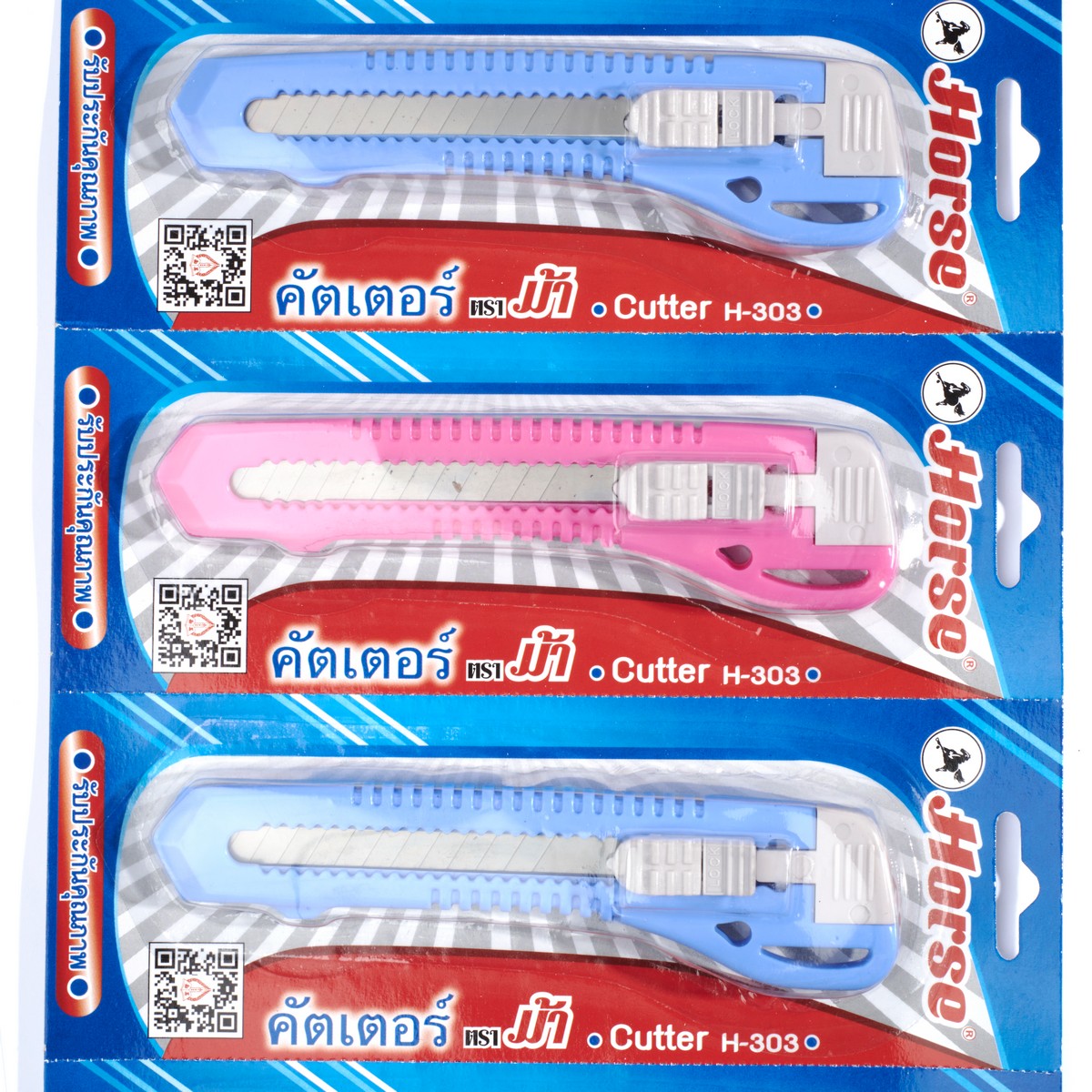 มีดคัตเตอร์ ใบมีด 9มม.(6ชิ้น/แพ็ค) HORSE รุ่น H-303 รูปที่ 2