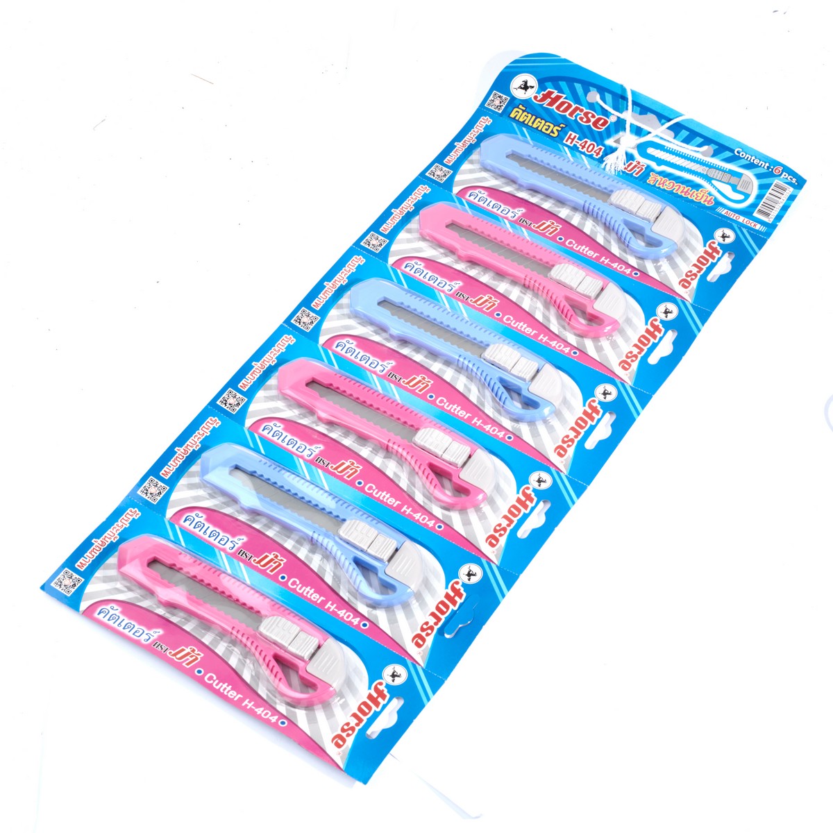 มีดคัตเตอร์ ใบมีด18 มม(6ชิ้น/แพ็ค) HORSE รุ่น H-404 ราคา ฿123.6