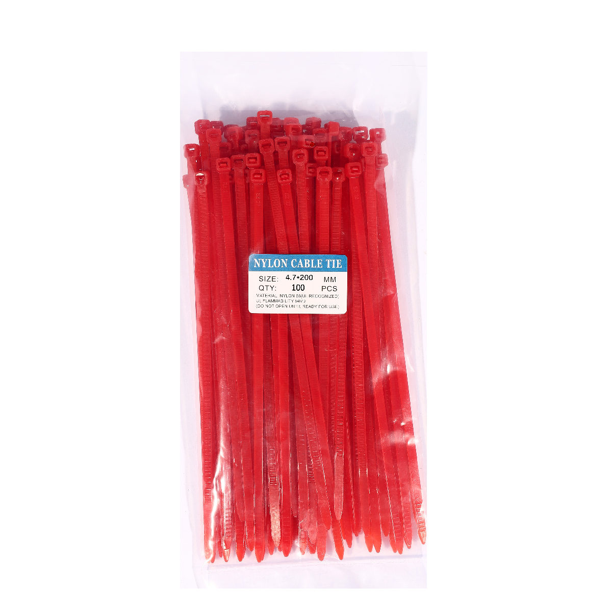 เคเบิ้ลไทร์8"แดง(4.7X200)100PCS แฮนด์ซั่ม รุ่น NCR4720 ราคา ฿32.4
