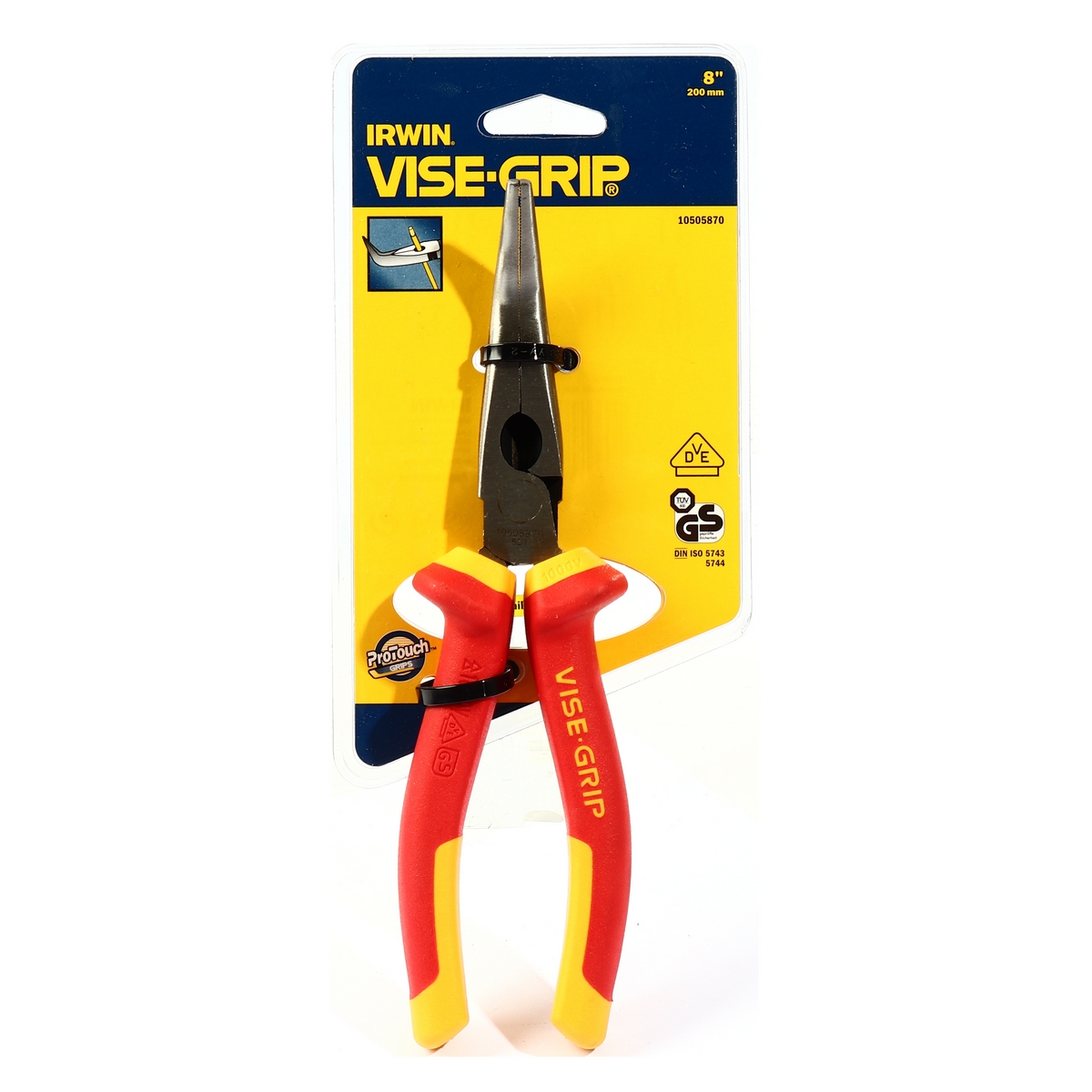 คีมปากแหลมปลายงอVISE GRIPหุ้มฉนวน 8 นิ้ว IRWIN รุ่น 10505870 ราคา ฿720