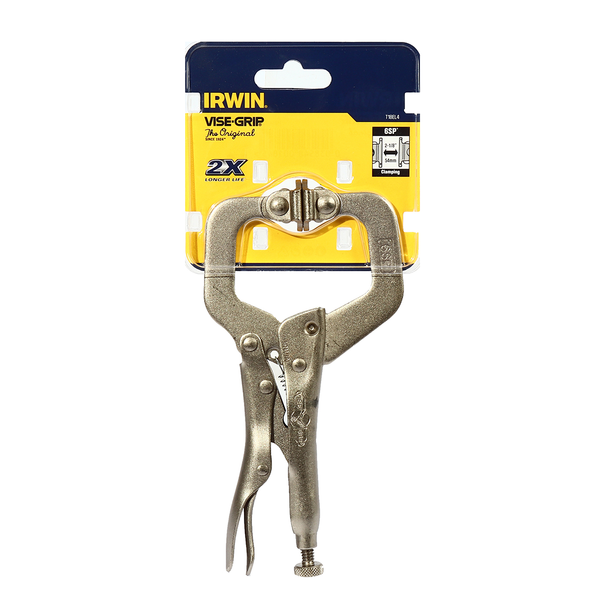 6SP คีมล็อคตัวซี(มีแผ่นรอง) ขนาด 6 นิ้ว IRWIN รุ่น T18EL4 ราคา ฿492