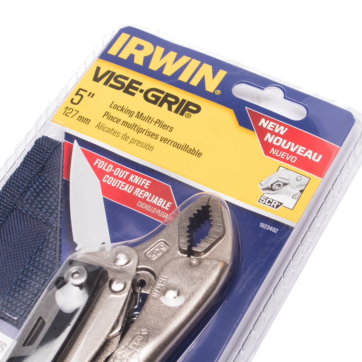 IRWIN Curved Jaw Locking Pliers 5" with Folding Knife and Carrying Pouch Model T1923492 photo 2