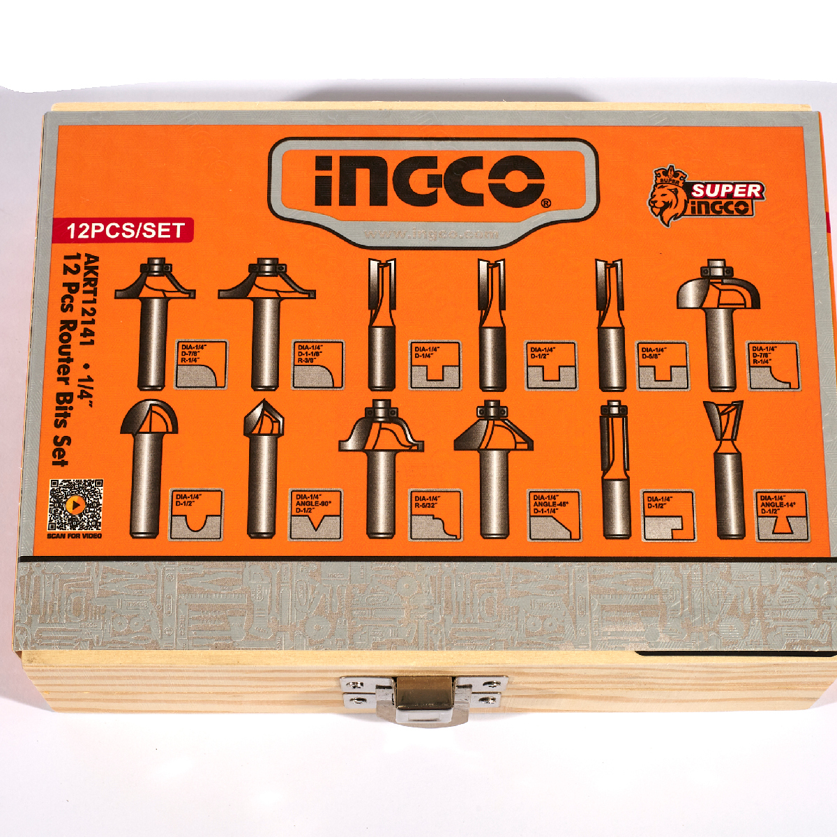 ชุดดอกเร้าเตอร์ 12PCS ก้าน 1/4" INGCO รุ่น AKRT12141 รูปที่ 4