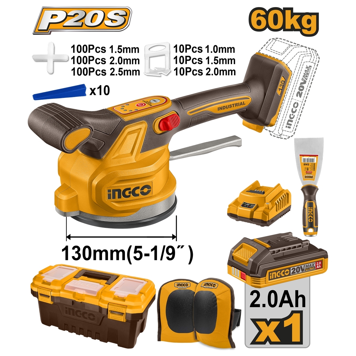เครื่องดูดสั่นกระเบื้อง -ชุด 2.0AH*1 20V INGCO รุ่น CTVLI20018 ราคา ฿2,211.6