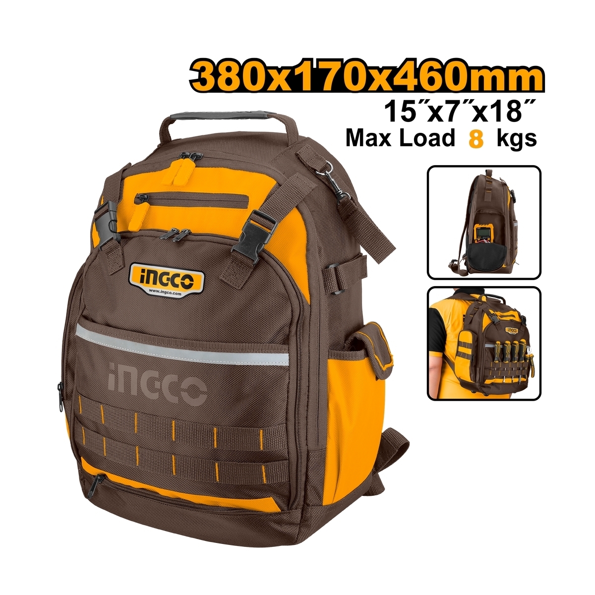 กระเป๋าเป้สะพายหลังใส่เครื่องมือ 15" INGCO รุ่น HBP01028 ราคา ฿523.8