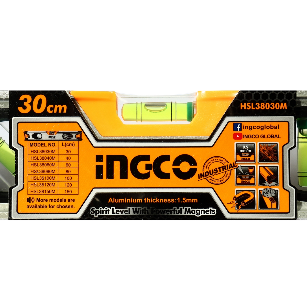 ระดับน้ำ 30CM(12 นิ้ว)+แม่เหล็ก INGCO รุ่น HSL38030M รูปที่ 3