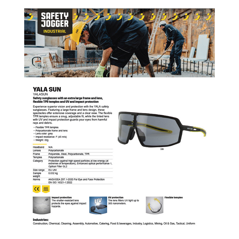 แว่นตานิรภัยทรงใหญ่กันแดด สีเทา YALA SUN JOGGER รูปที่ 2