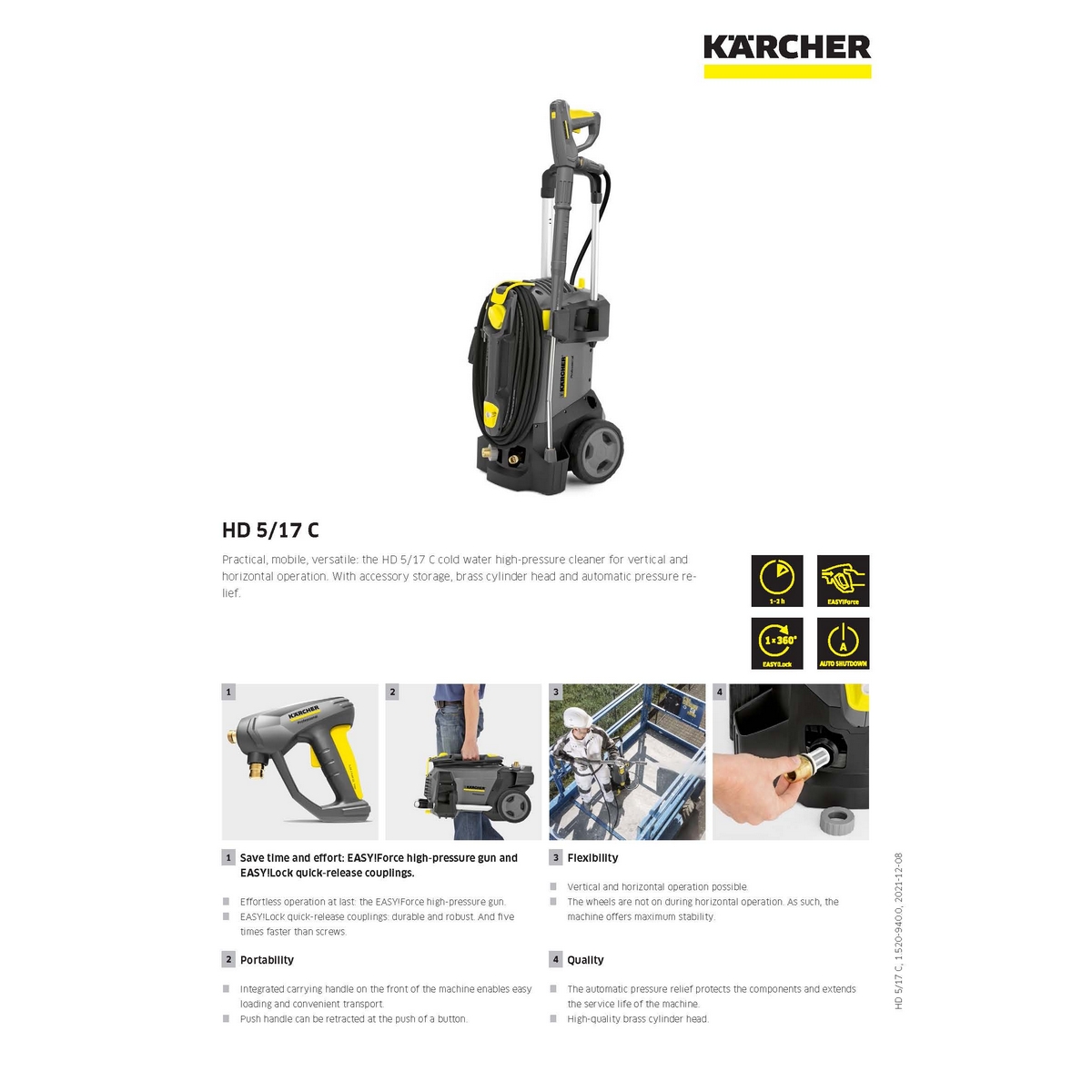 เครื่องฉีดน้ำแรงดันสูง-ปืนใหม่ KARCHER รุ่น HD 5/17C รูปที่ 2