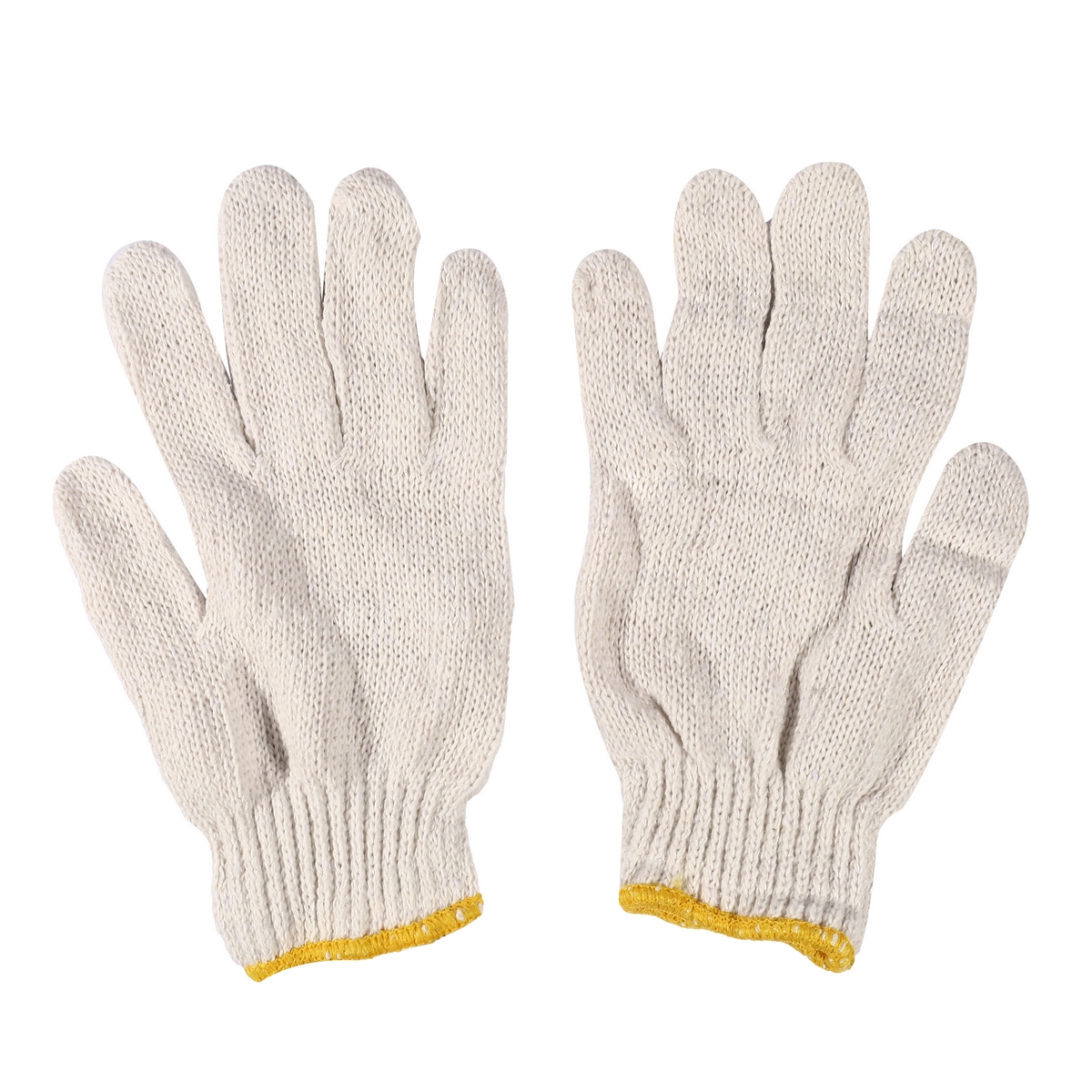 ถุงมือผ้า สีขาว-ขอบเหลือง 600 กรัม/6 ขีด KT-N ราคา ฿61.8