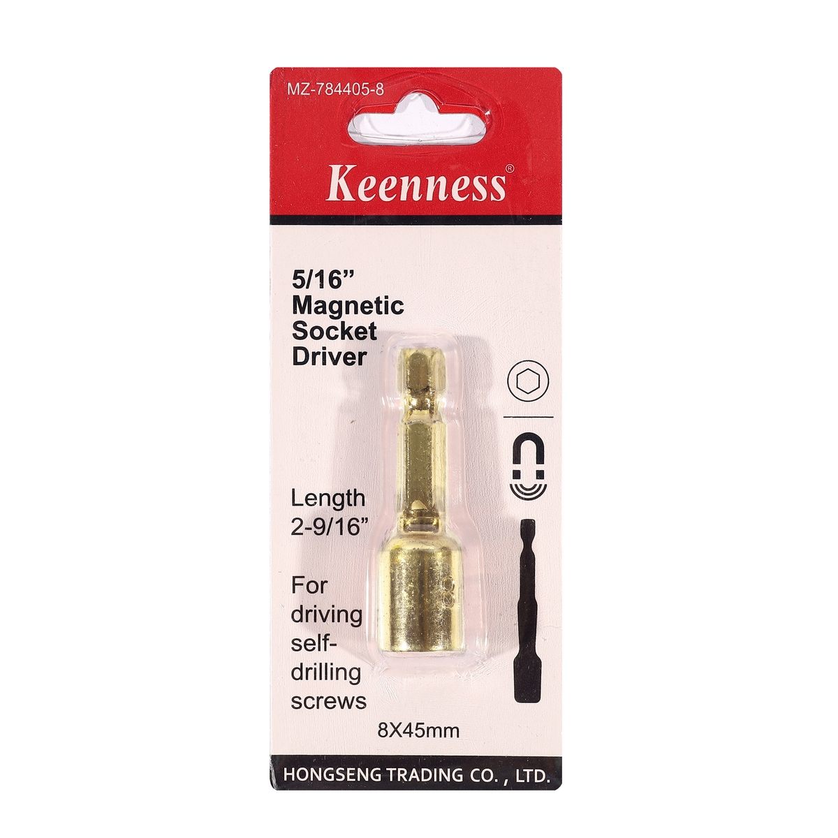 ดอกไขควงลูกบล็อค 8 MM/แม่เหล็ก สีทอง J119 KEENNESS รุ่น 0040 ราคา ฿15.6