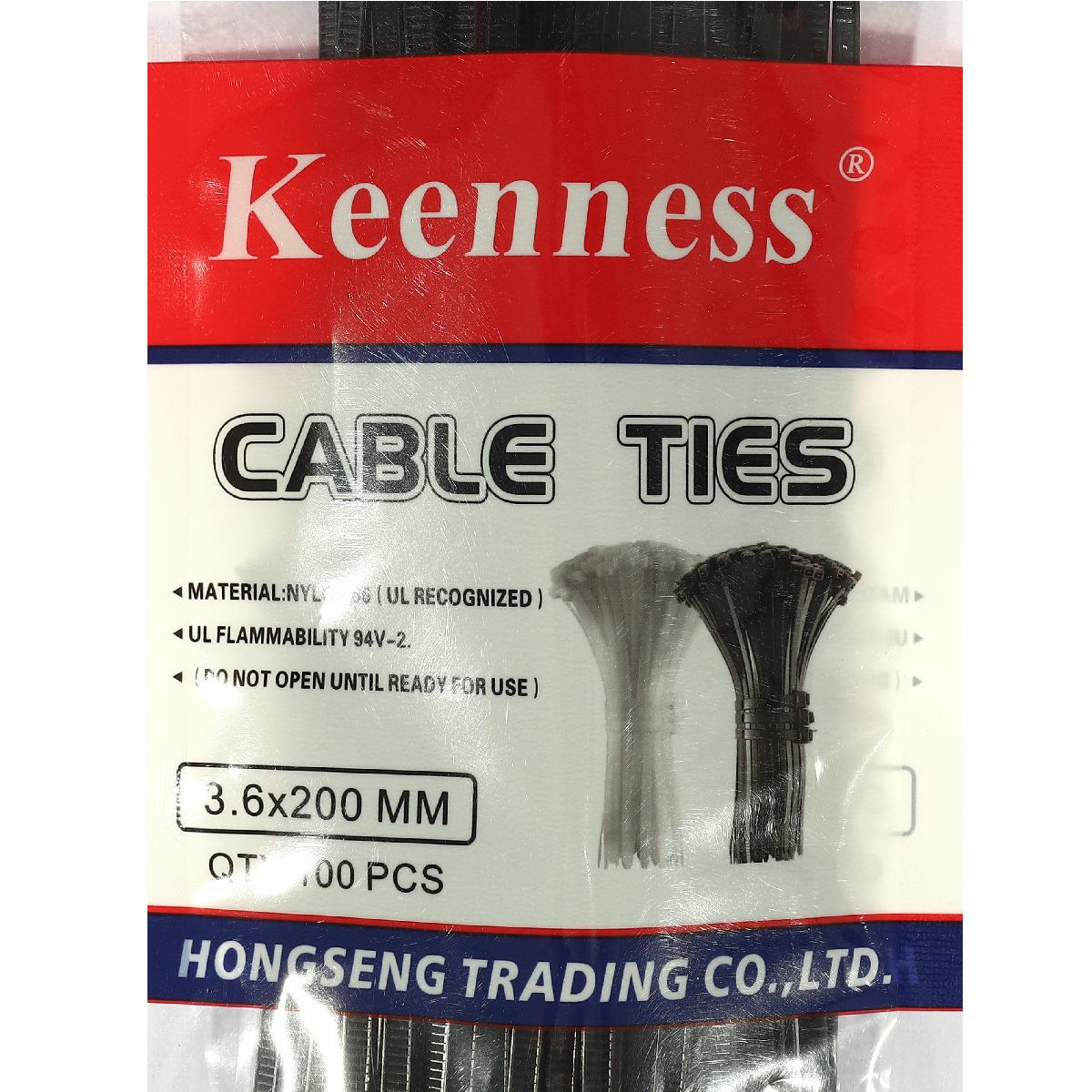 เคเบิ้ลไทร์ 6" ดำ 3.6 มม. 100 เส้น NCB3615 KEENNESS รุ่น 7020 รูปที่ 4