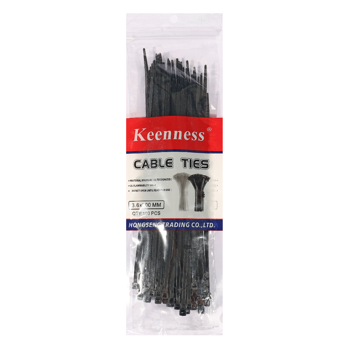 เคเบิ้ลไทร์ 6" ดำ 3.6 มม. 100 เส้น NCB3615 KEENNESS รุ่น 7020 ราคา ฿18