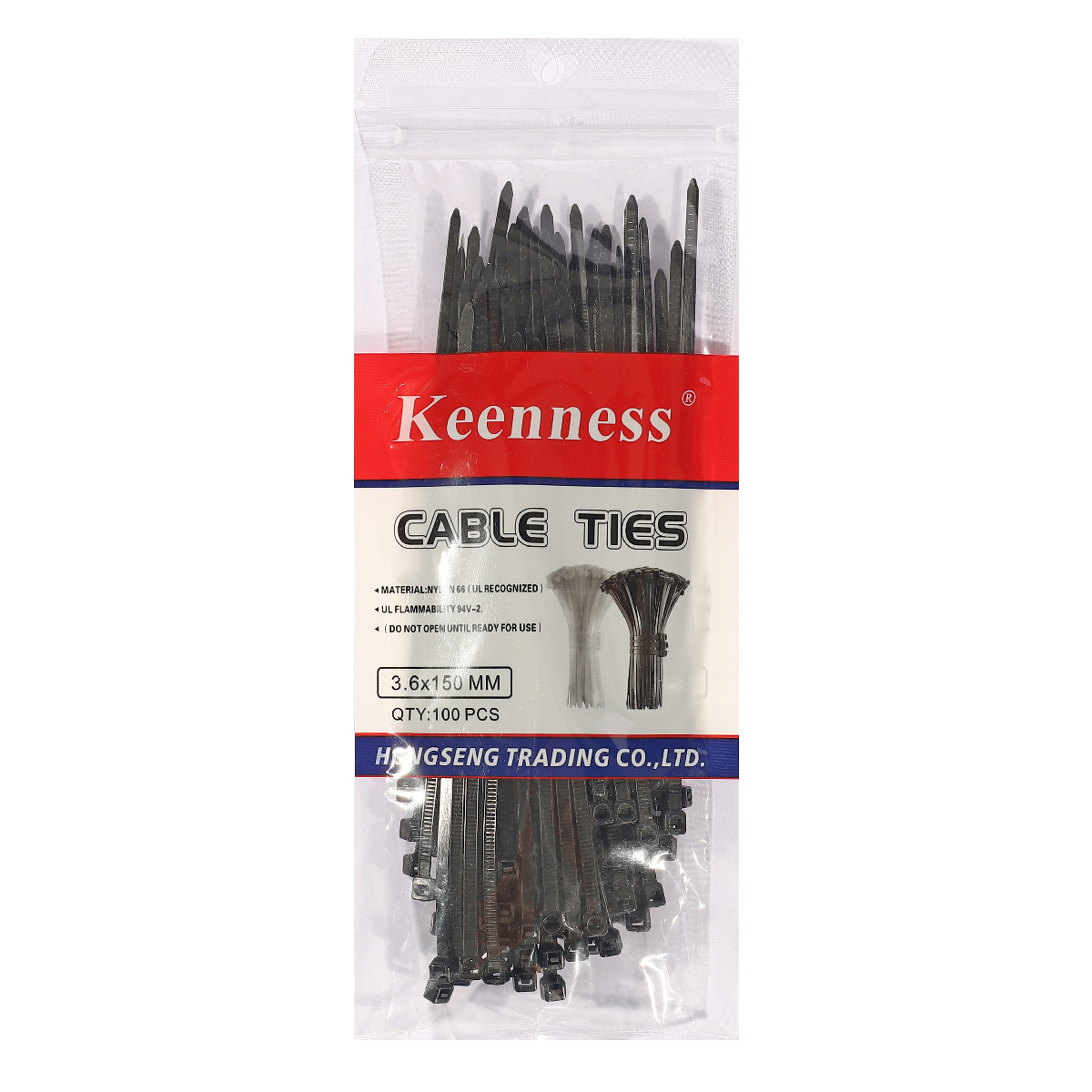 เคเบิ้ลไทร์ 8" ดำ 3.6 มม. 100 เส้น NCB3620 KEENNESS รุ่น 7030 ราคา ฿21.6