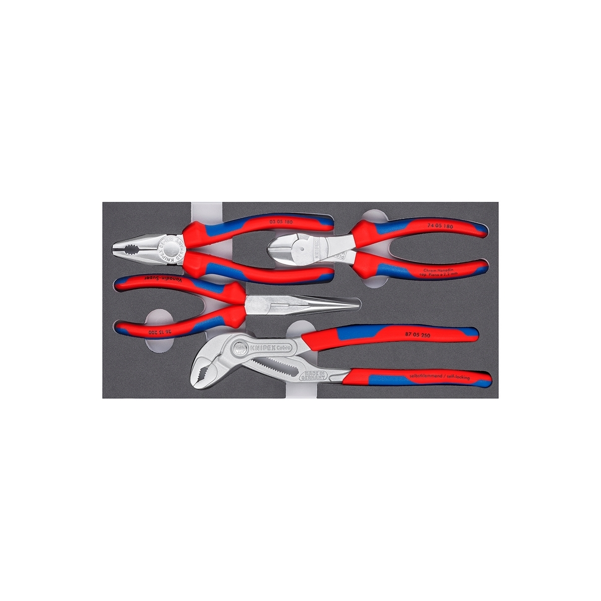 ชุดคีมในถาดโฟม 4 ชิ้น (V17) KNIPEX รุ่น 002001V17 รูปที่ 2