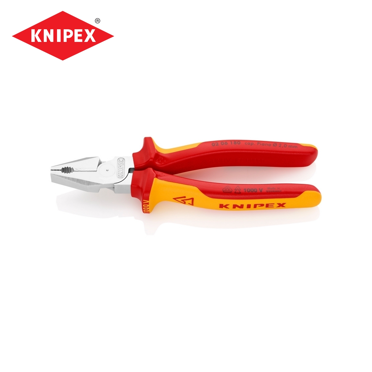 คีมอเนกประสงค์แรงสูงเคลือบโครม VDE 180 มม. KNIPEX รุ่น 0206180 ราคา ฿1,443.36