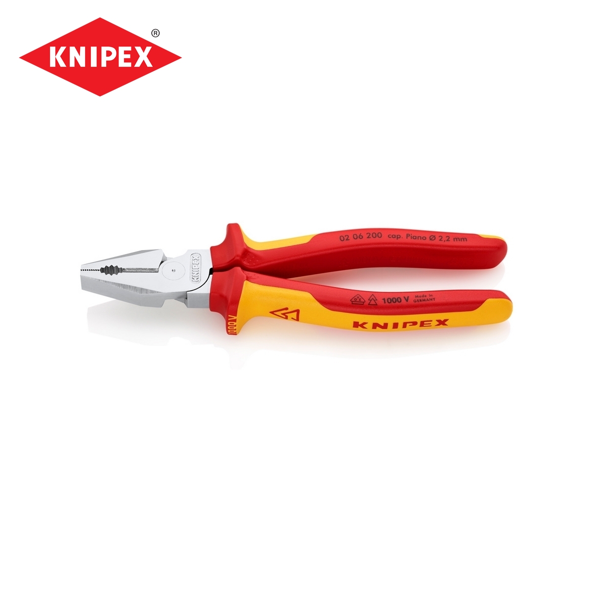 คีมอเนกประสงค์แรงสูงเคลือบโครม VDE 200 มม. KNIPEX รุ่น 0206200 ราคา ฿1,524.84