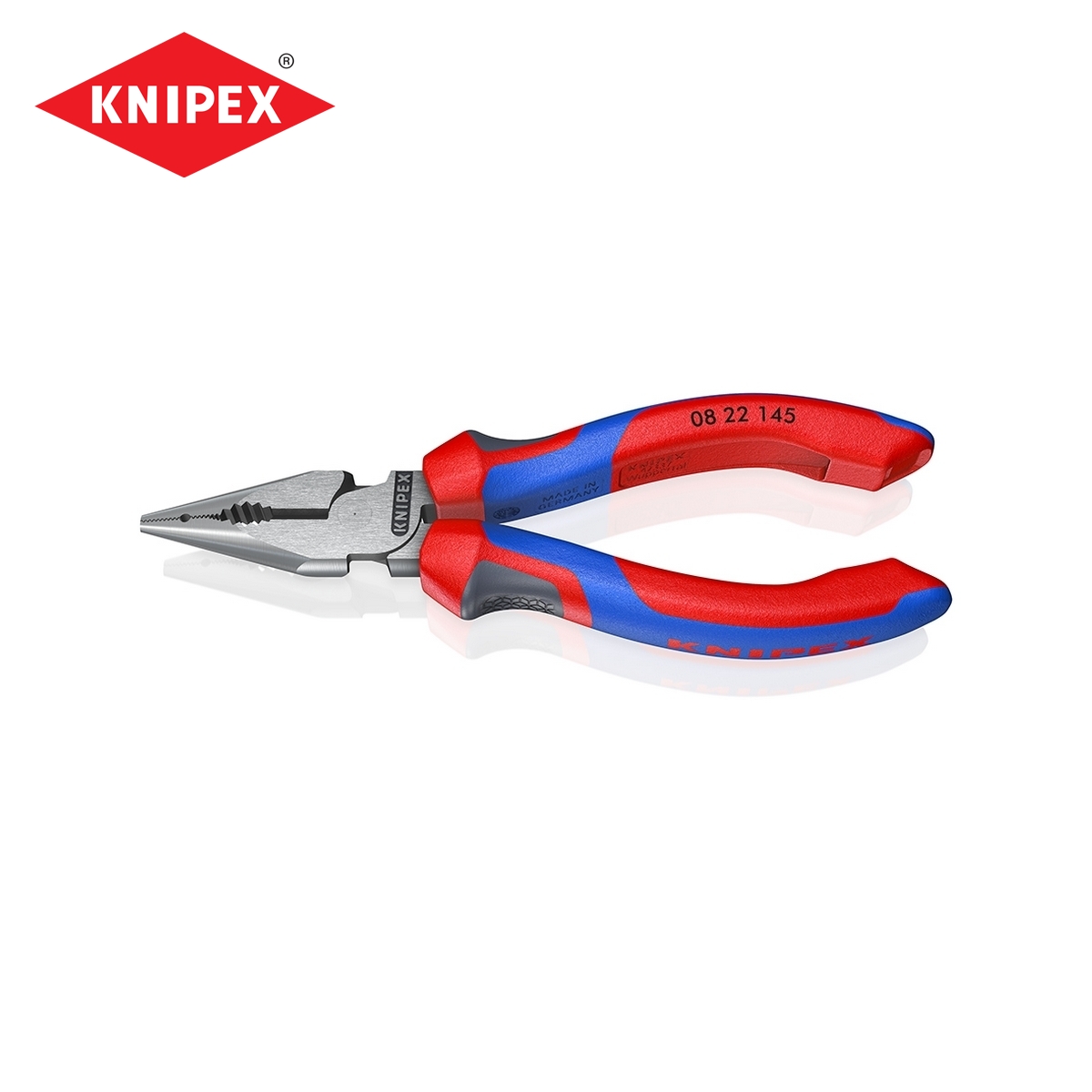 คีมรวมปากแหลม เคลือบดำ ด้ามหนา 145 มม. KNIPEX รุ่น 0822145 ราคา ฿1,129.08