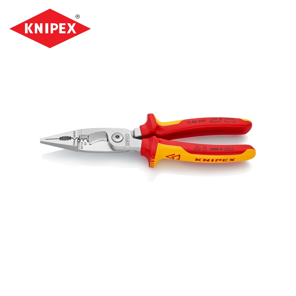 คีมปากรวมติดตั้งระบบไฟฟ้า(ไม่มีตัวล็อค) KNIPEX รุ่น 1386200 ราคา ฿2,525.88