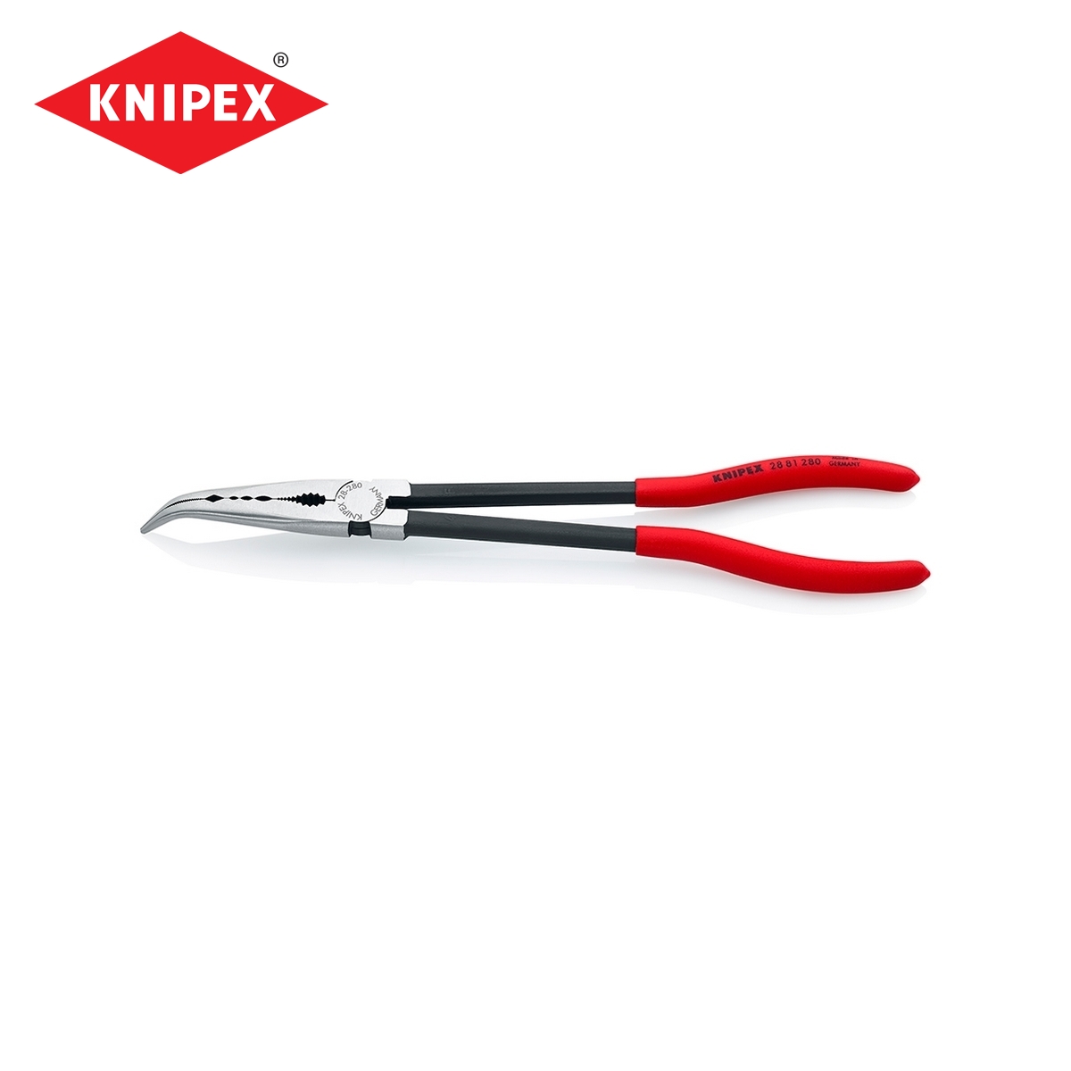 คีมปากแหลมคอยาวพิเศษ ปากงอ (45 องศา) KNIPEX รุ่น 2881280 ราคา ฿1,501.56