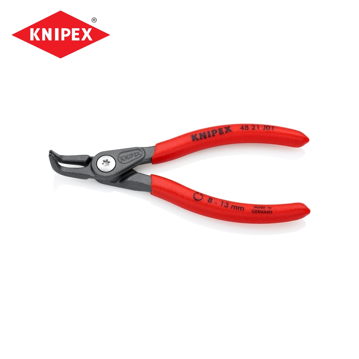 คีมหุบแหวน PREC. 5"/130 มม. ปากงอ ปลาย0.9 มม. KNIPEX รุ่น 4821J01 ราคา ฿966.12