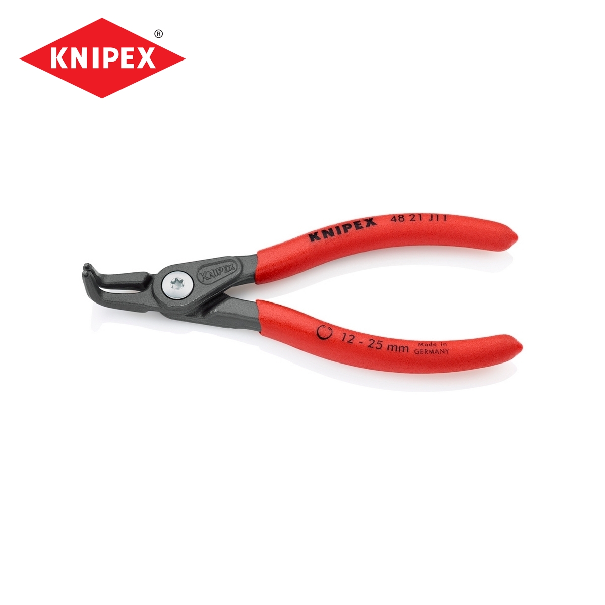 คีมหุบแหวน PREC. 5"/130 มม. ปากงอ ปลาย1.3 มม. KNIPEX รุ่น 4821J11 ราคา ฿954.48