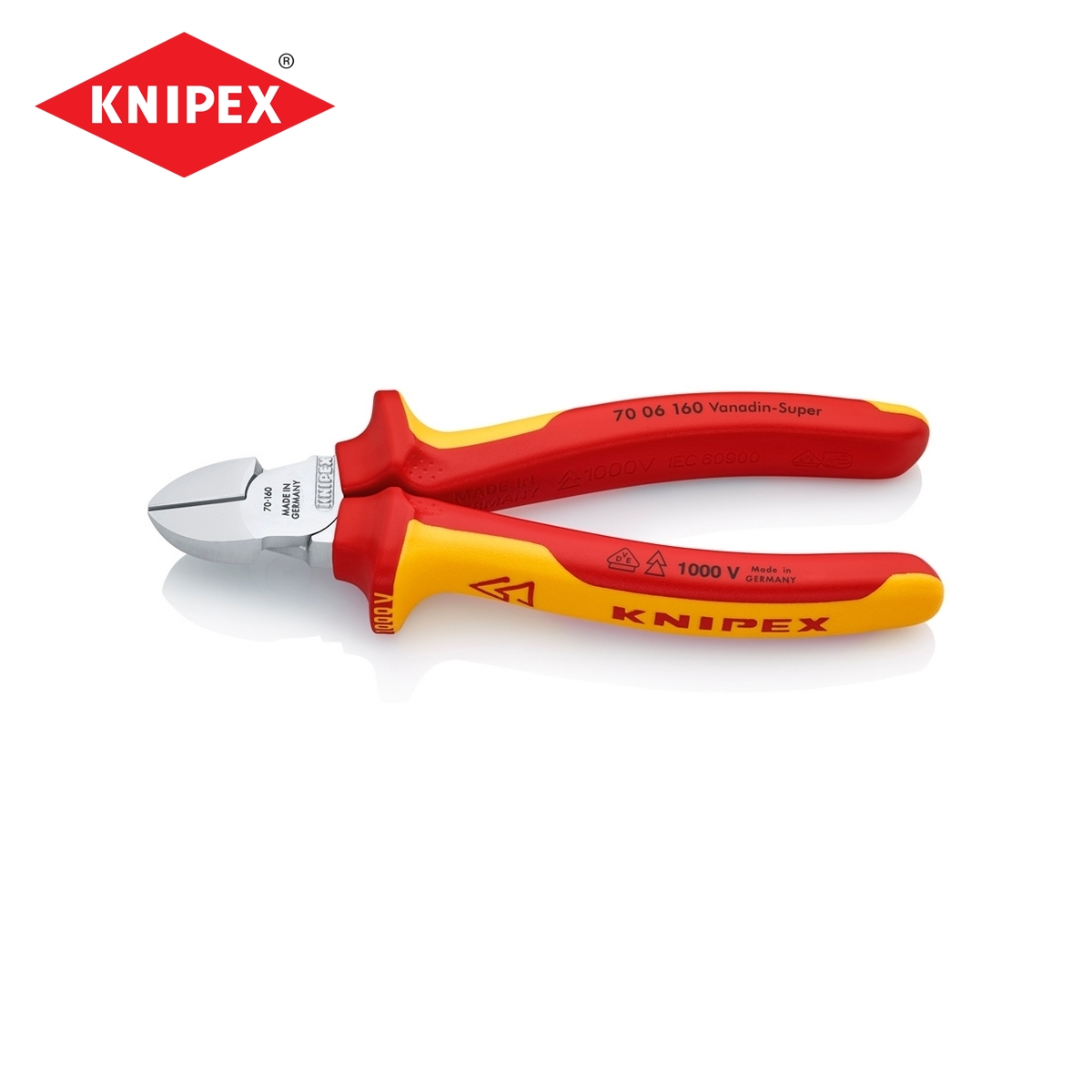 คีมตัดปากเฉียงเคลือบโครม ด้าม VDE 160 มม. KNIPEX รุ่น 7006160 ราคา ฿1,385.16