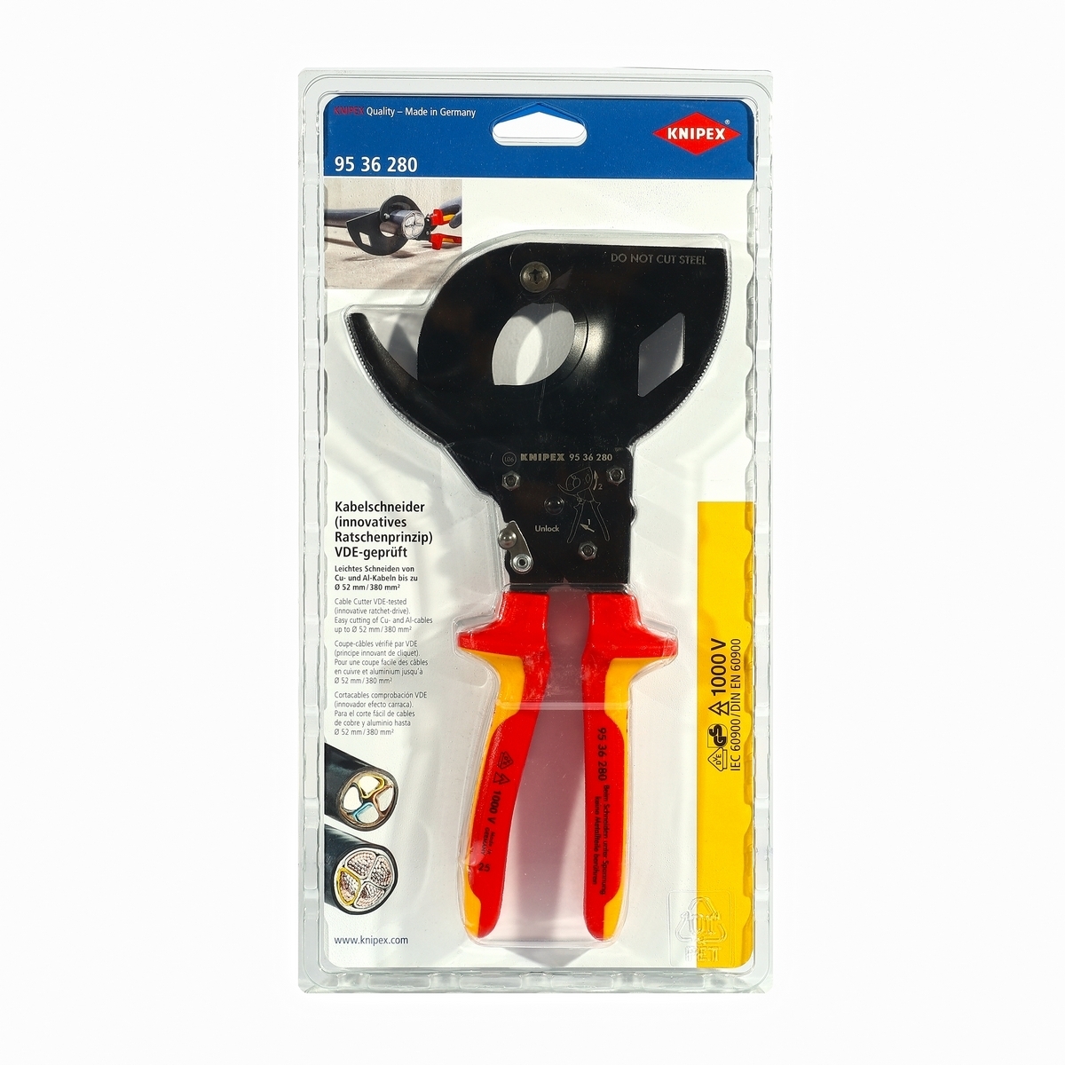 คีมตัดสายไฟแบบเฟือง ด้าม VDE 280 มม. KNIPEX รุ่น 9536280 รูปที่ 5