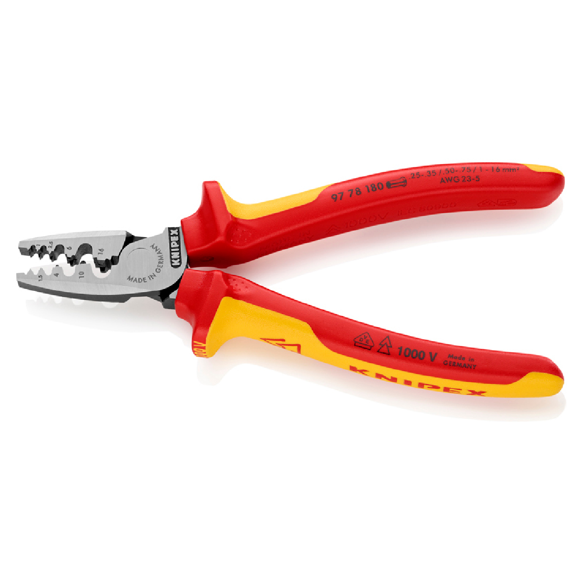 คีมย้ำหางปลา(เฟอร์รูล) ด้าม VDE 180 มม. KNIPEX รุ่น 9778180 รูปที่ 2