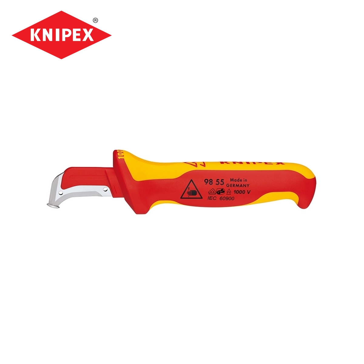 มีดปอกสายไฟพร้อมใบรองมีด ด้ามกันไฟ KNIPEX รุ่น 9855 ราคา ฿1,676.16