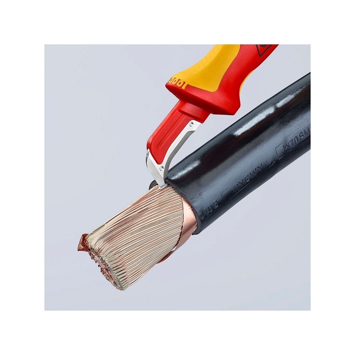 มีดปอกสายไฟพร้อมใบรองมีด ด้ามกันไฟ KNIPEX รุ่น 9855 รูปที่ 4