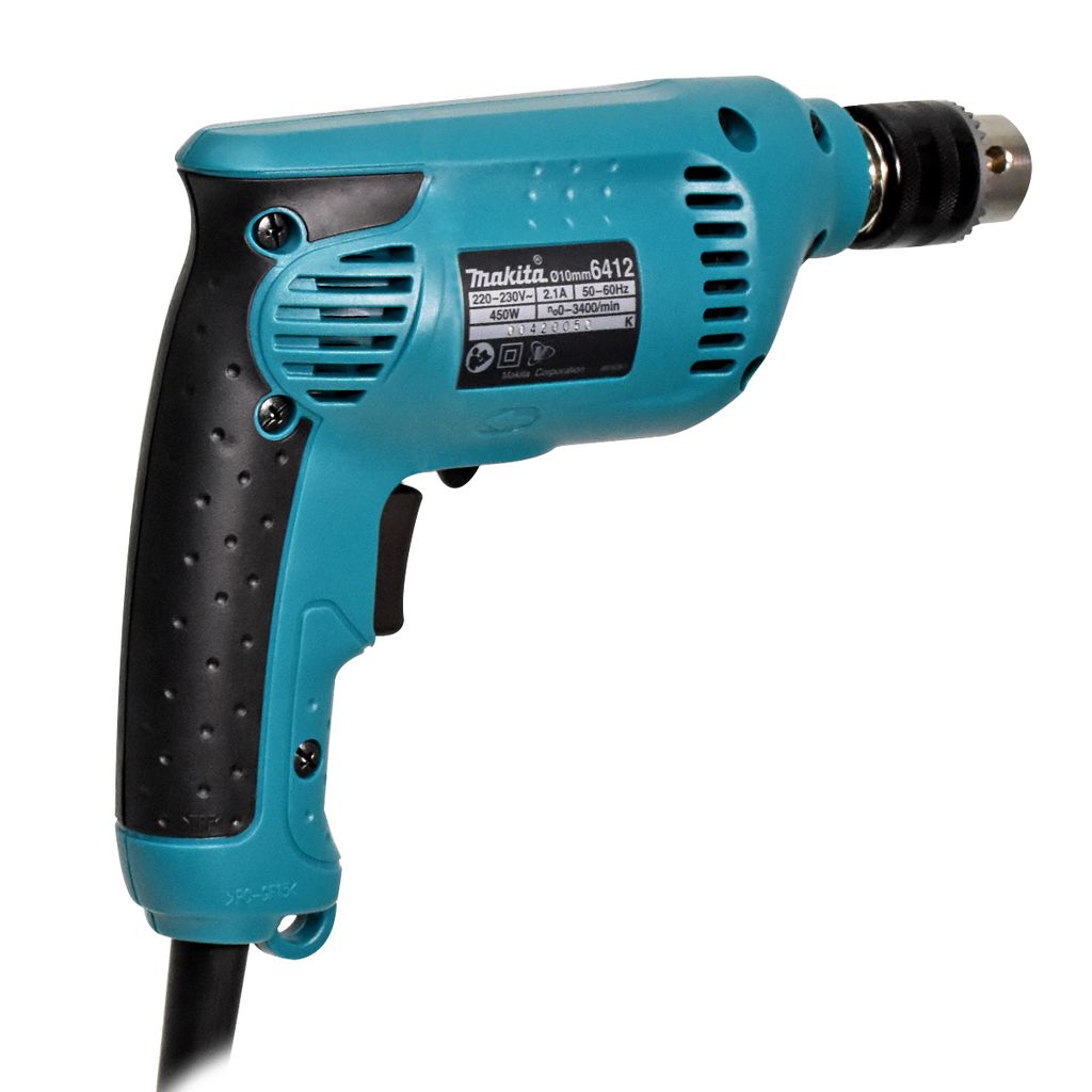 MAKITA สว่านไฟฟ้า ขนาด 3/8 นิ้ว กำลังไฟ 450 วัตต์ รุ่น 6412 ความเร็วรอบตัวเปล่าสูงสุด 0-3,400 รอบ/นาที มีฉนวนสองชั้น ปรับซ้ายขวาได้ หัวสว่านแบบสวมเร็ว (มากีต้า) รูปที่ 3