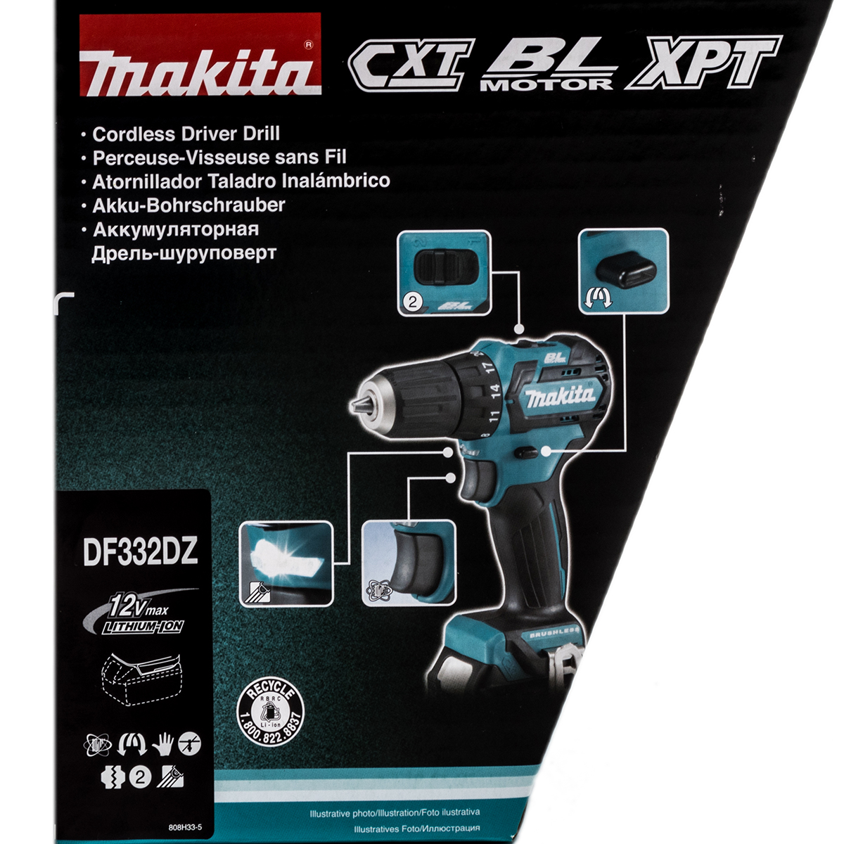 MAKITA สว่านไขควงไร้สาย 12 โวลต์ รุ่น DF332DZ (ไม่รวมแบตเตอรี่และแท่นชาร์จ) ความเร็วรอบตัวเปล่า (สูง) 0 - 1,500 รอบ/นาที (มากีต้า) รูปที่ 5