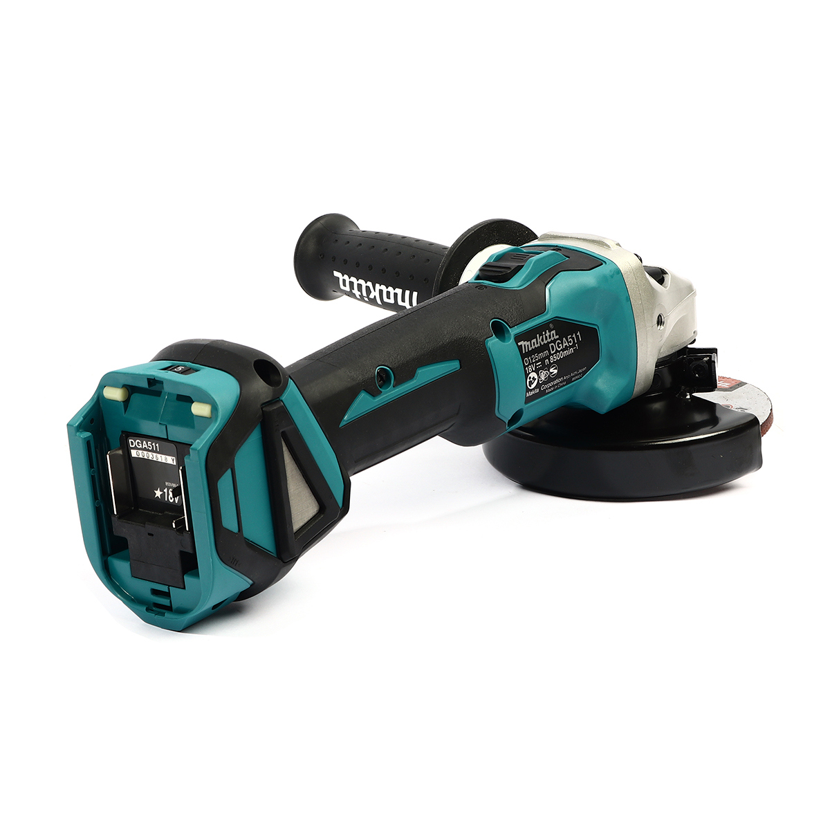 MAKITA เครื่องเจียรไร้สาย 18 โวลต์ รุ่น DGA511Z ขนาด 5 นิ้ว (ไม่รวมแบตเตอรี่และแท่นชาร์จ) ความเร็วรอบตัวเปล่า 3,000 - 8,500 รอบ/นาที (มากีต้า) รูปที่ 4