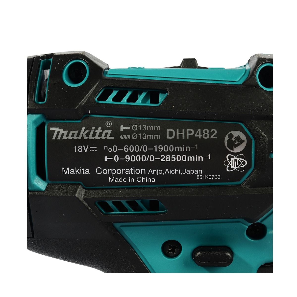 MAKITA สว่านกระแทกไร้สาย 18 โวลต์ รุ่น DHP482Z ขนาด 1/2 นิ้ว (ไม่รวมแบตเตอรี่และแท่นชาร์จ) ความเร็วรอบตัวเปล่า สูง 0 - 1,900 รอบ/นาที (มากีต้า) รูปที่ 4
