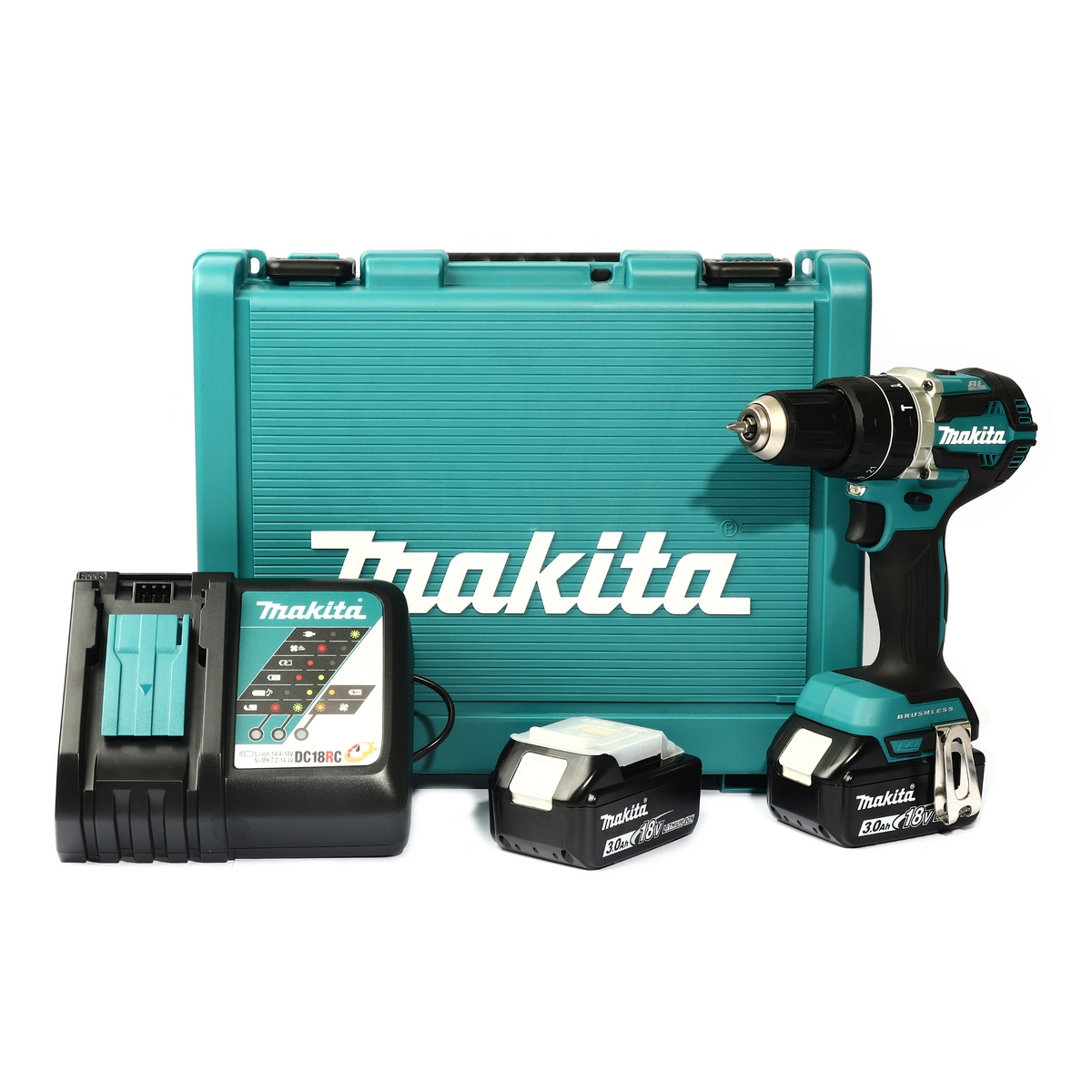 MAKITA สว่านกระแทกไร้สาย 18 โวลต์ รุ่น DHP484RFE ขนาด 1/2 นิ้ว (รวมแบตเตอรี่และแท่นชาร์จ) ความเร็วรอบตัวเปล่า สูง 0 - 2,000 รอบ/นาที (มากีต้า) ราคา ฿9,856