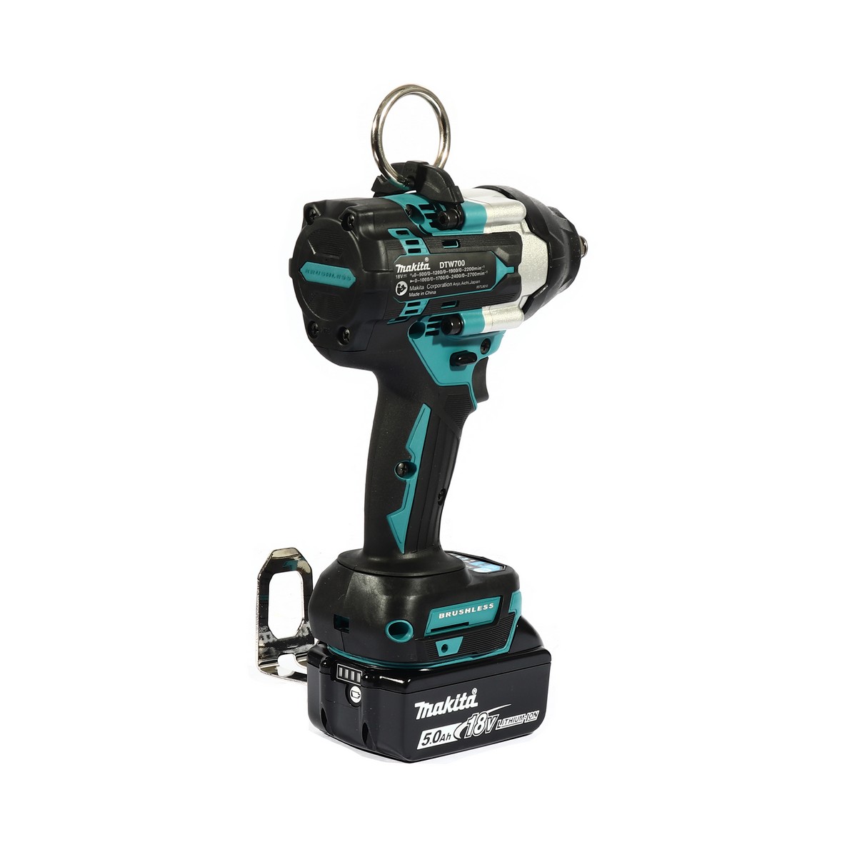 MAKITA เครื่องขันบล็อกไร้สาย 18 โวลต์ รุ่น DTW700TJX1 +สายสะพาย (รวมแบตเตอรี่และแท่นชาร์จ) ความเร็วรอบตัวเปล่า (Max) 0 - 2,200 รอบ/นาที (มากีต้า) รูปที่ 4