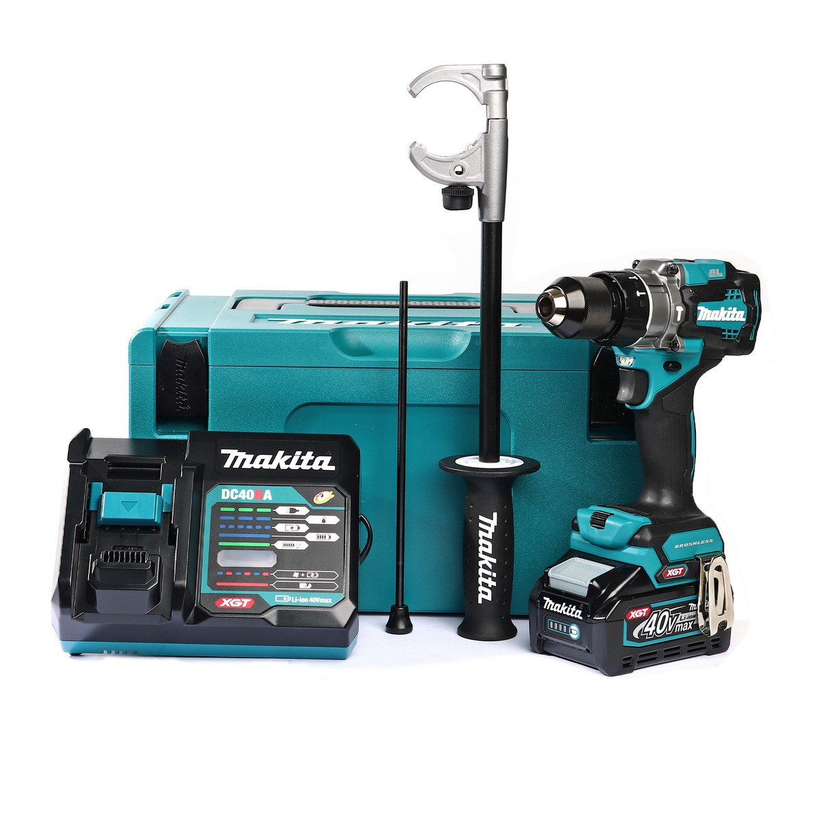 MAKITA สว่านกระแทกไร้สาย 40 โวลต์ รุ่น HP001GM101 ขนาด 1/2 นิ้ว (รวมแบตเตอรี่และแท่นชาร์จ) ความเร็วรอบตัวเปล่า สูง 0 - 2,600 รอบ/นาที (มากีต้า) ราคา ฿16,445
