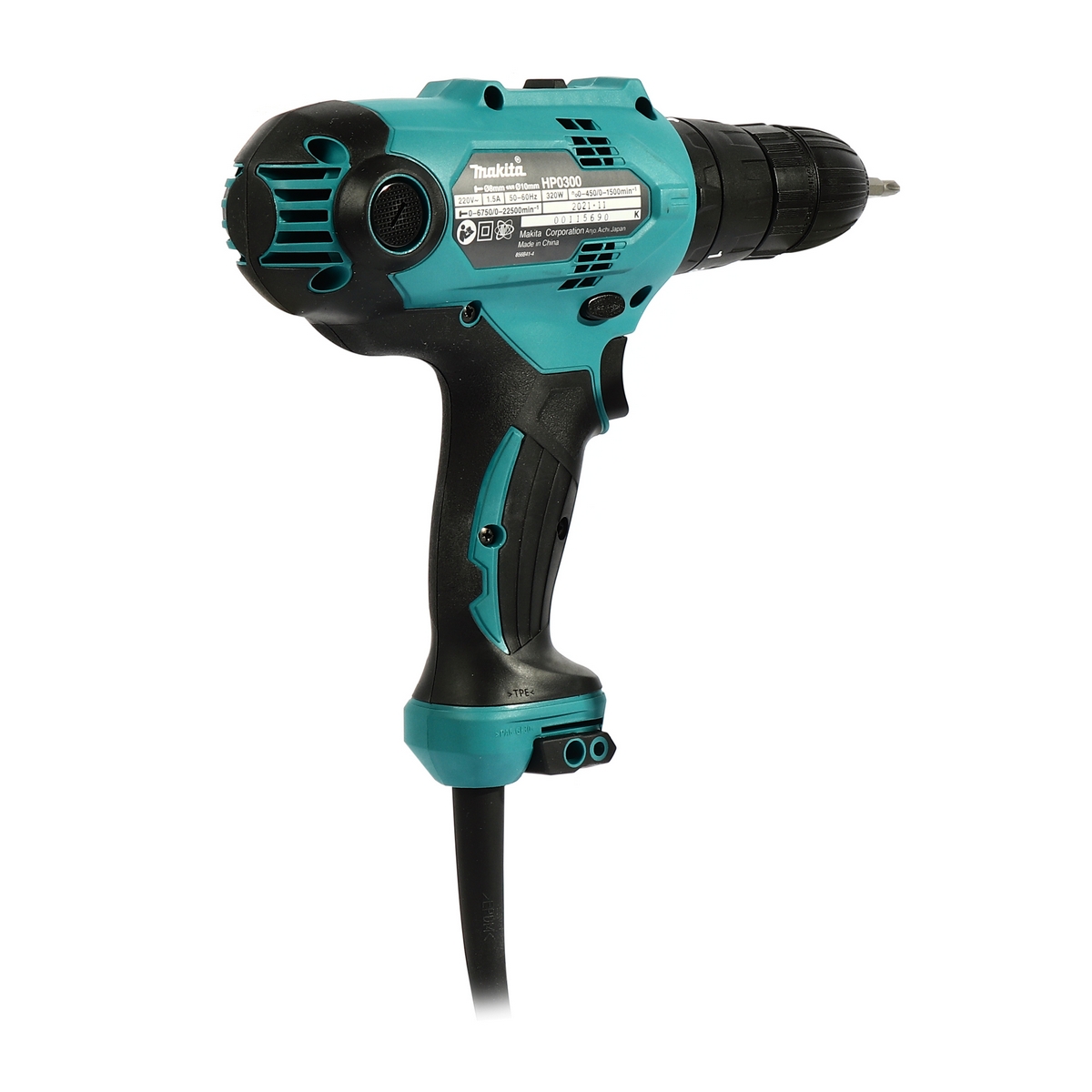 MAKITA Electric Hammer Drill Size 3/8 IN 320W Model HP0300, No Load Speed High 0 - 1,500 RPM photo 3