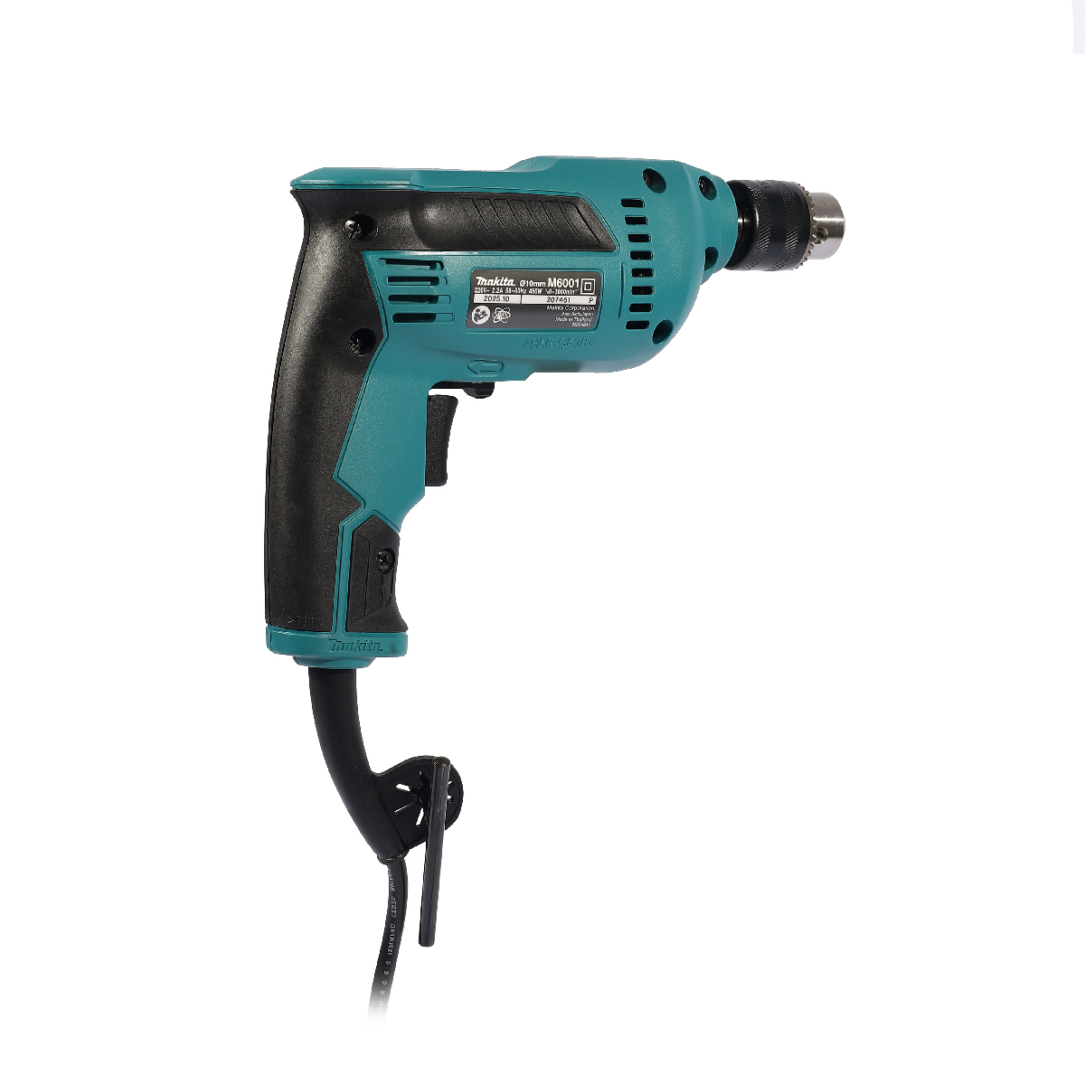 MAKITA สว่านไฟฟ้า ขนาด 3/8 นิ้ว กำลังไฟ 450 วัตต์ รุ่น M6001B เจาะเหล็ก 10 มม. เจาะไม้ 25 มม. ความเร็วรอบตัวเปล่า 0-3,000 รอบ/นาที ปรับรอบซ้าย-ขวา (มากีต้า : MT-Series) รูปที่ 3